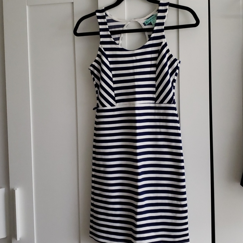 Navy and white stripped dress